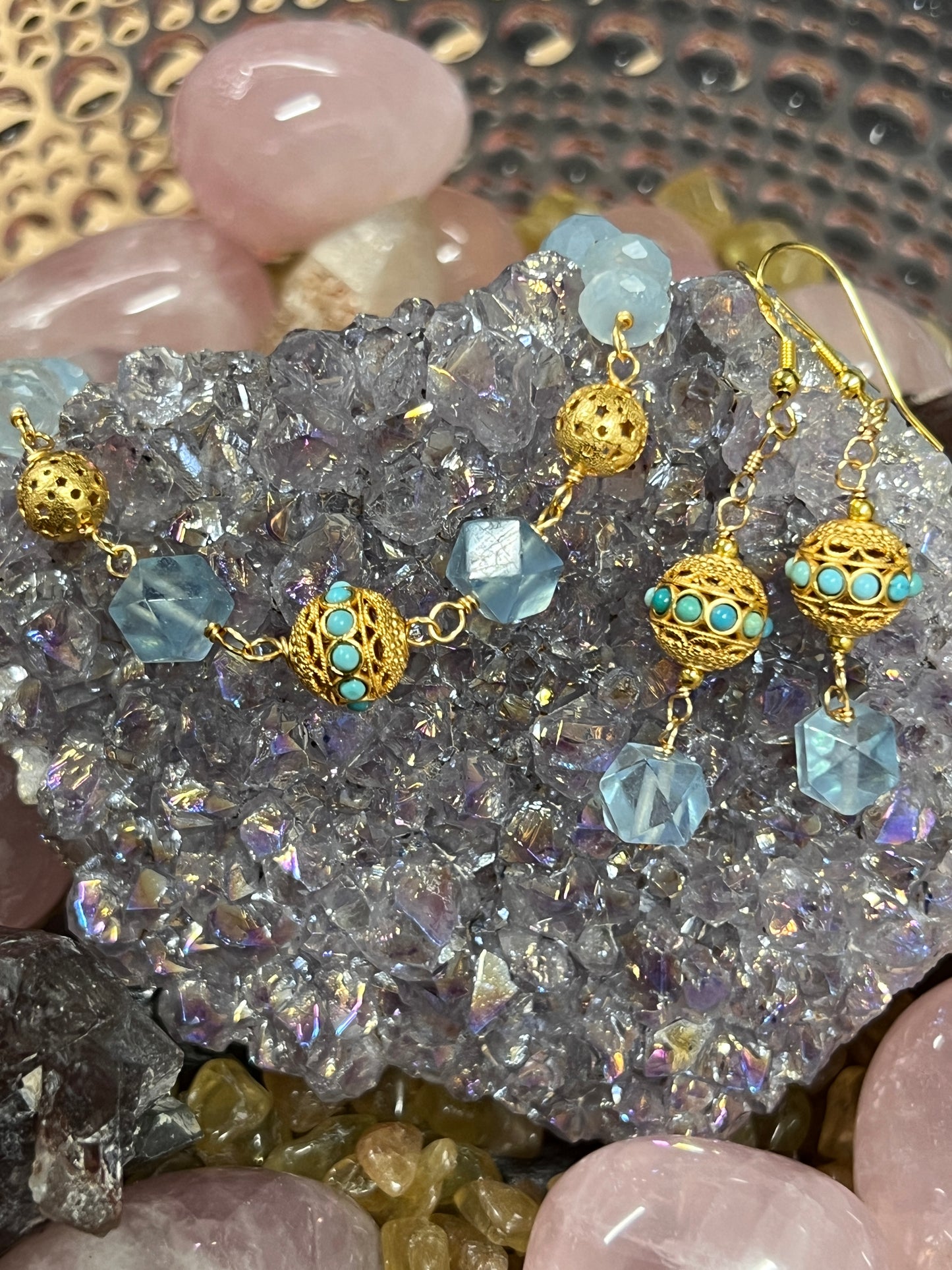 Desert Dream Bold Women's Bracelet - Aquamarine and Turquoise