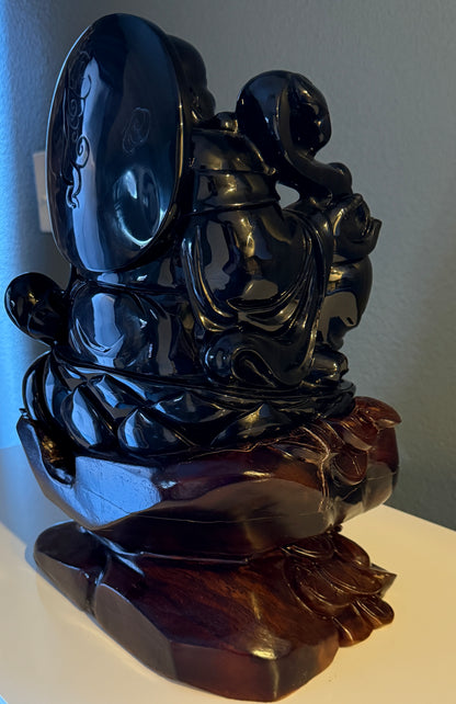 Master-Carved Rainbow Obsidian Buddha