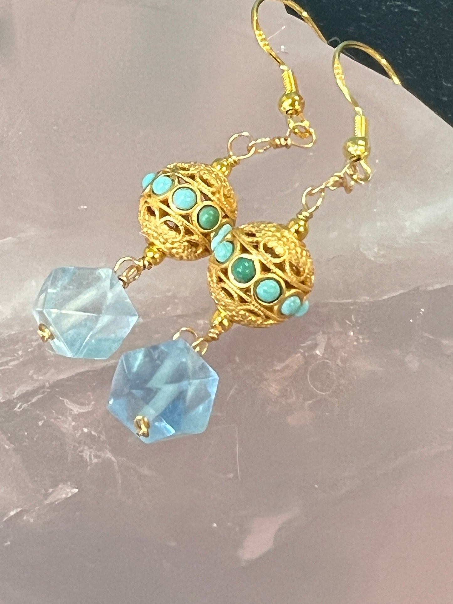 Desert Dreams Bold Earrings - Aquamarine and Turquoise