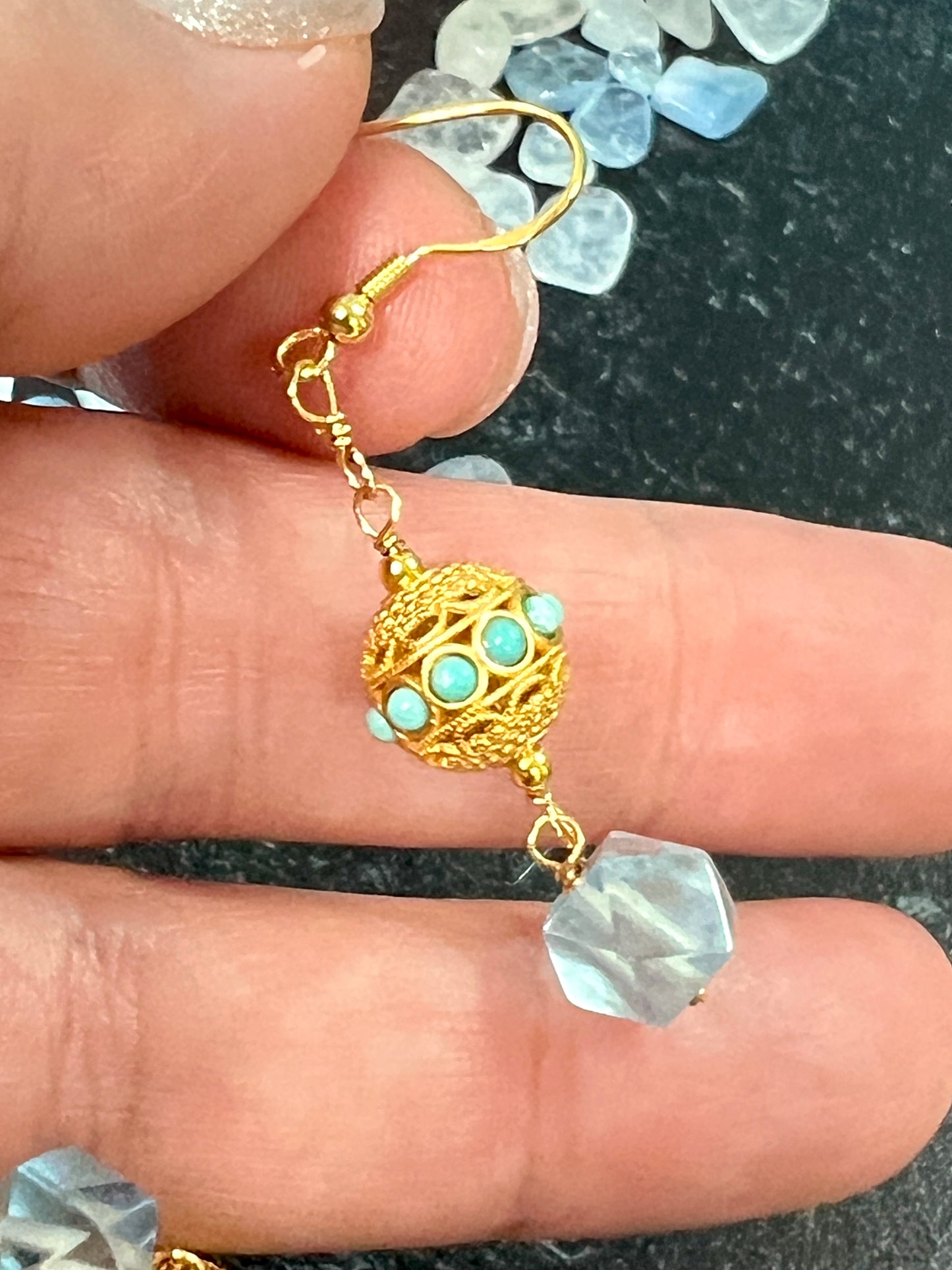Desert Dreams Bold Earrings - Aquamarine and Turquoise