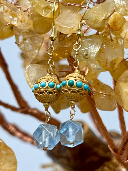 Desert Dreams Bold Earrings - Aquamarine and Turquoise