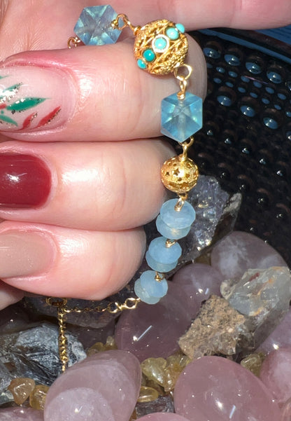 Desert Dream Bold Women's Bracelet - Aquamarine and Turquoise