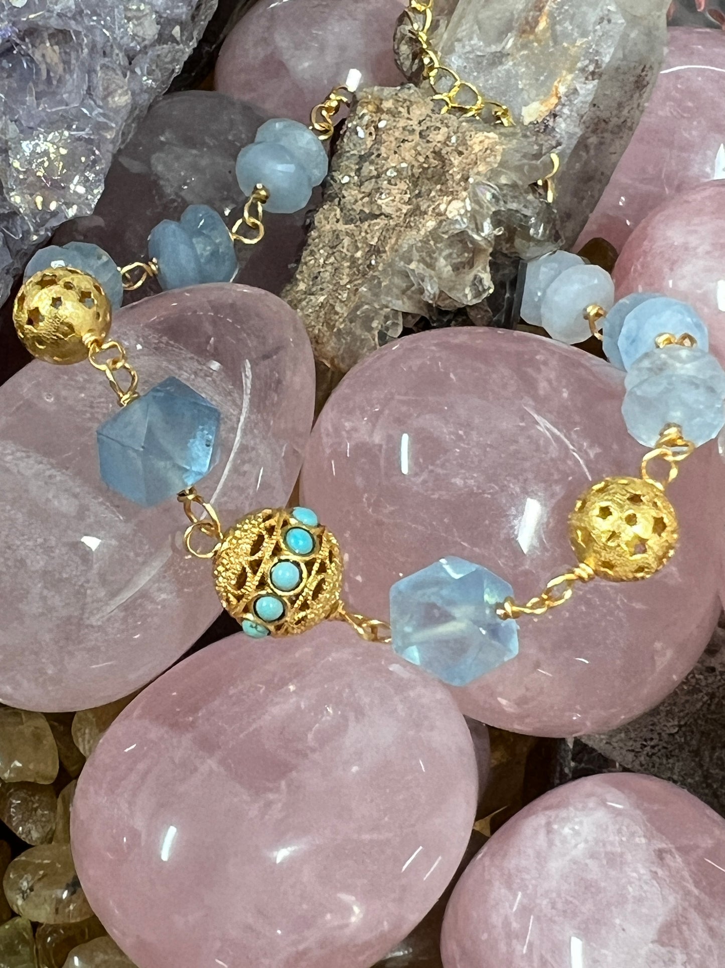 Desert Dream Bold Women's Bracelet - Aquamarine and Turquoise
