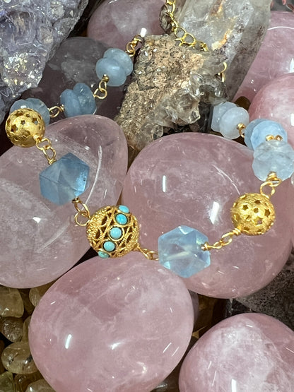 Desert Dream Bold Women's Bracelet - Aquamarine and Turquoise