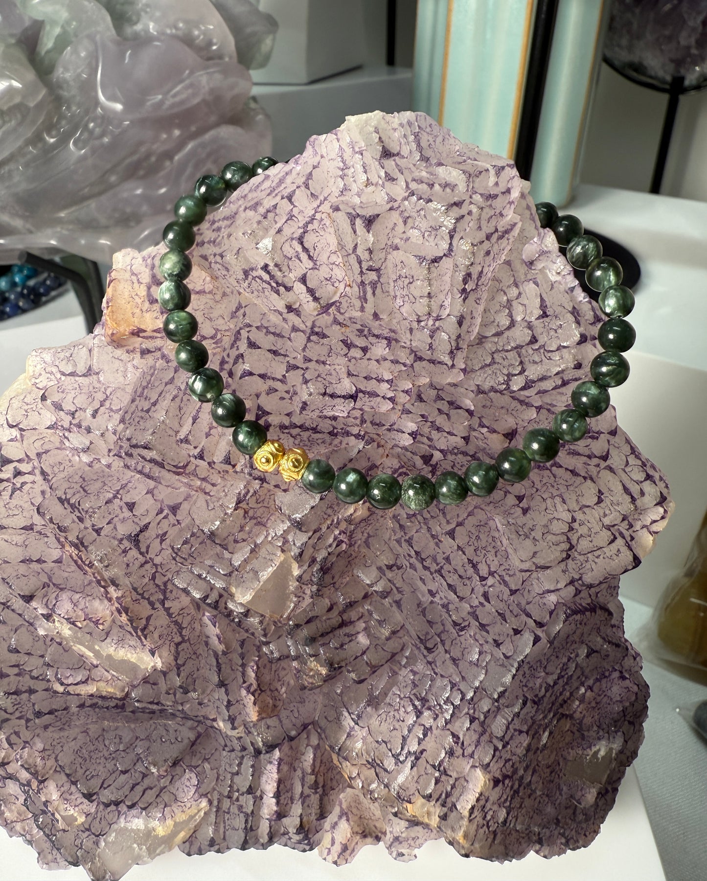 Seraphinite Gold Plated 925 Silver Adjustable Bracelet
