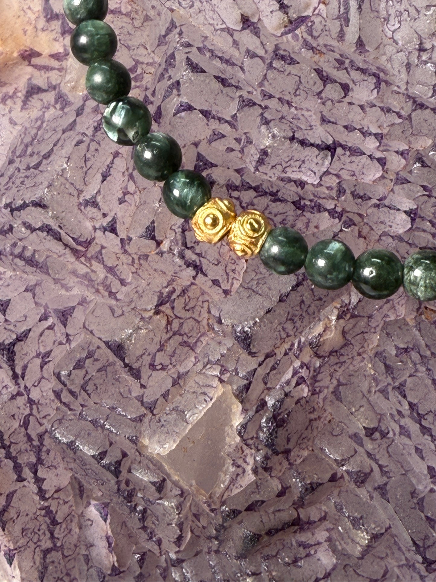 Seraphinite Gold Plated 925 Silver Adjustable Bracelet