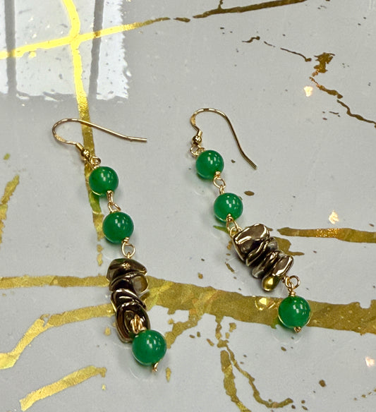 Enhanced Green Aventurine & Pyrite Earrings Collection